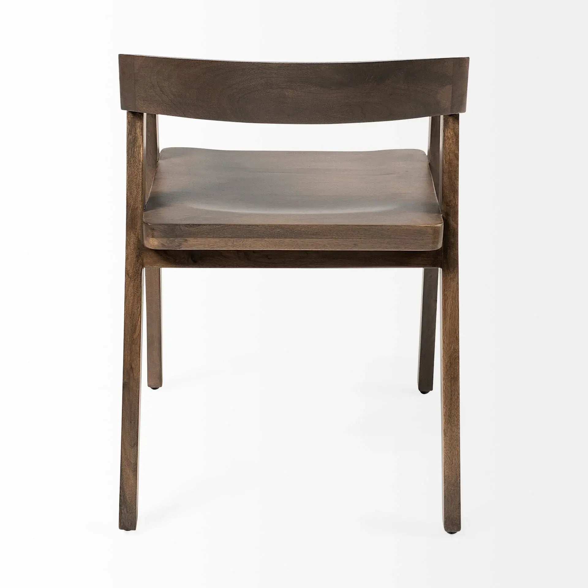 Set Of Two Brown Wood Open Back Arm Chairs - Homeroots - Flyclothing LLC