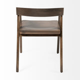 Set Of Two Brown Wood Open Back Arm Chairs - Homeroots