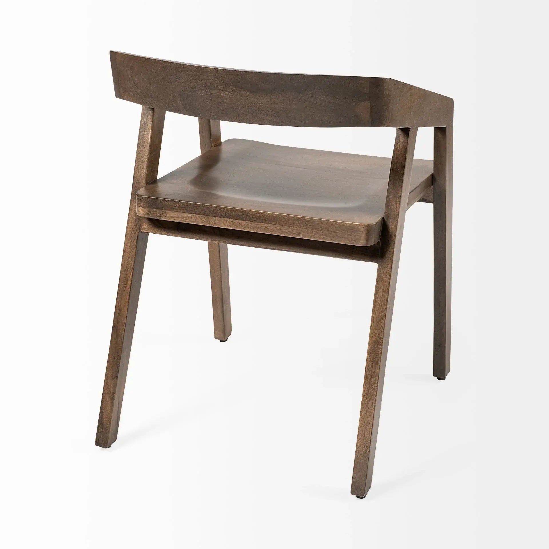 Set Of Two Brown Wood Open Back Arm Chairs - Homeroots - Flyclothing LLC