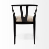 Beige And Black Upholstered Linen Wishbone Back Dining Side Chair - Homeroots - Flyclothing LLC