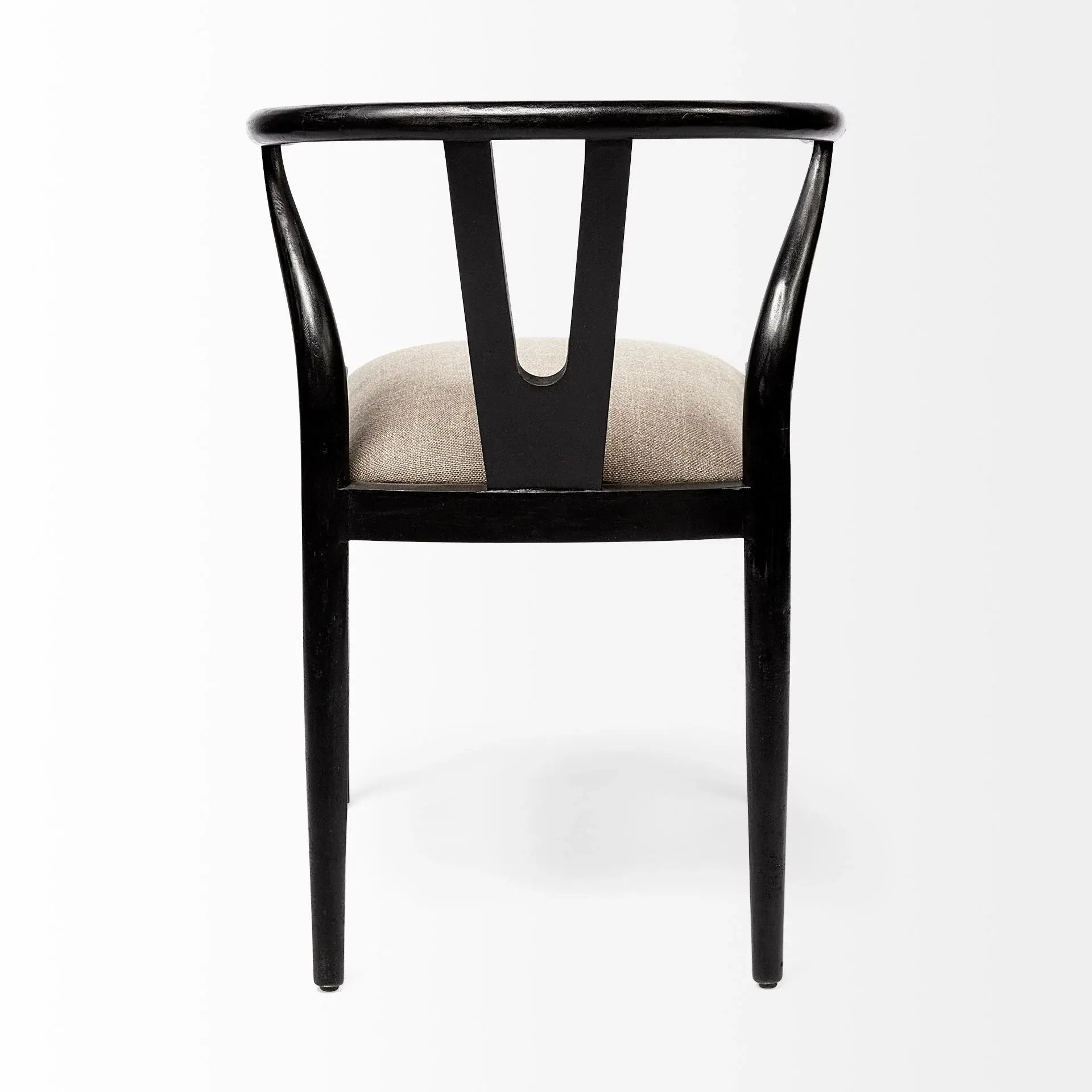Beige And Black Upholstered Linen Wishbone Back Dining Side Chair - Homeroots - Flyclothing LLC