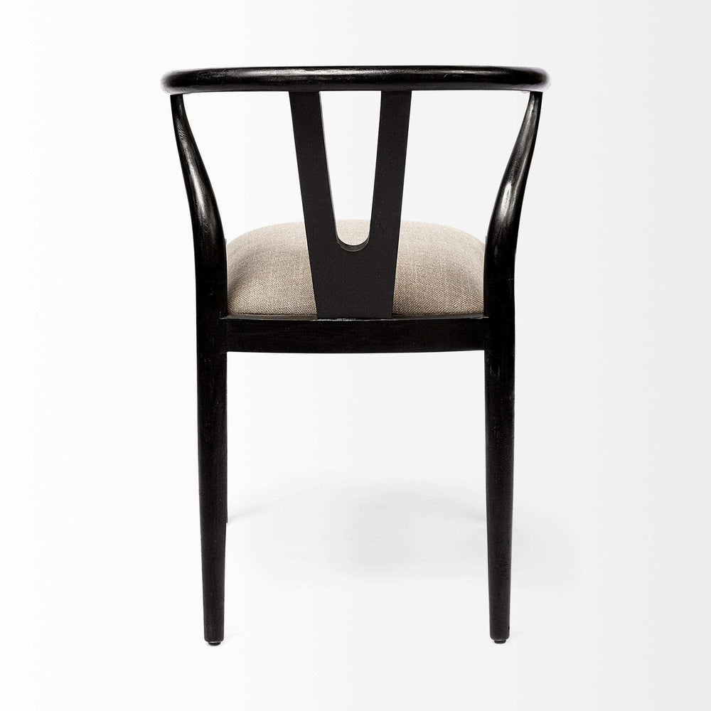 Beige And Black Upholstered Linen Wishbone Back Dining Side Chair - Homeroots - Flyclothing LLC