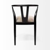 Beige And Black Upholstered Linen Wishbone Back Dining Side Chair - Homeroots