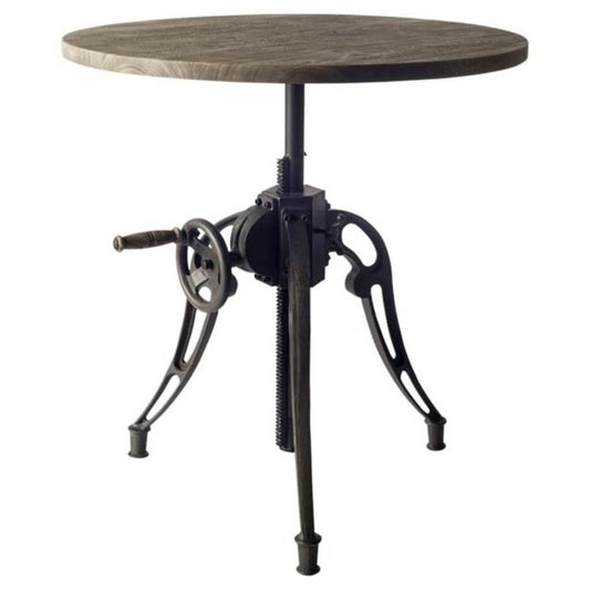 30" Gray And Black Rounded Solid Wood And Metal Three Leg Base Dining Table - Homeroots