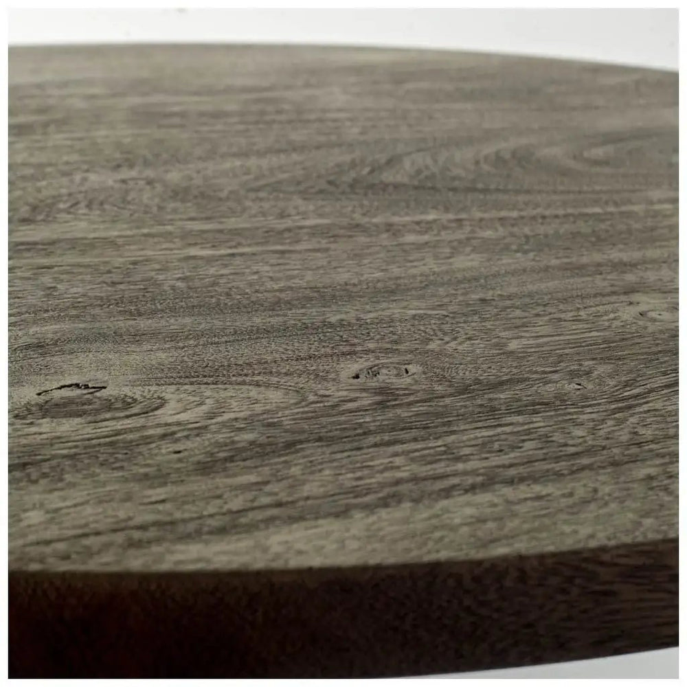 30" Gray And Black Rounded Solid Wood And Metal Three Leg Base Dining Table - Homeroots - Flyclothing LLC