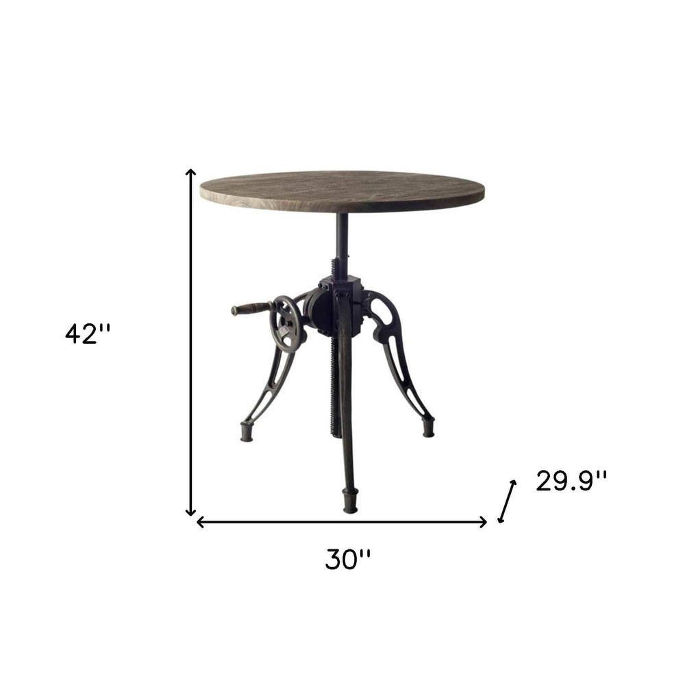 30" Gray And Black Rounded Solid Wood And Metal Three Leg Base Dining Table - Homeroots - Flyclothing LLC