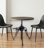 30" Gray And Black Rounded Solid Wood And Metal Three Leg Base Dining Table - Homeroots