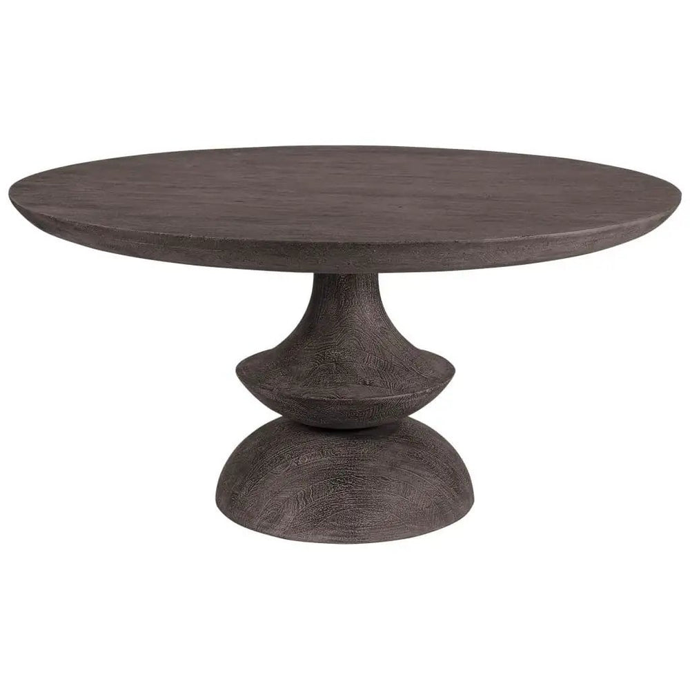 60" Gray Rounded Solid Wood Pedestal Base Dining Table - Homeroots - Flyclothing LLC