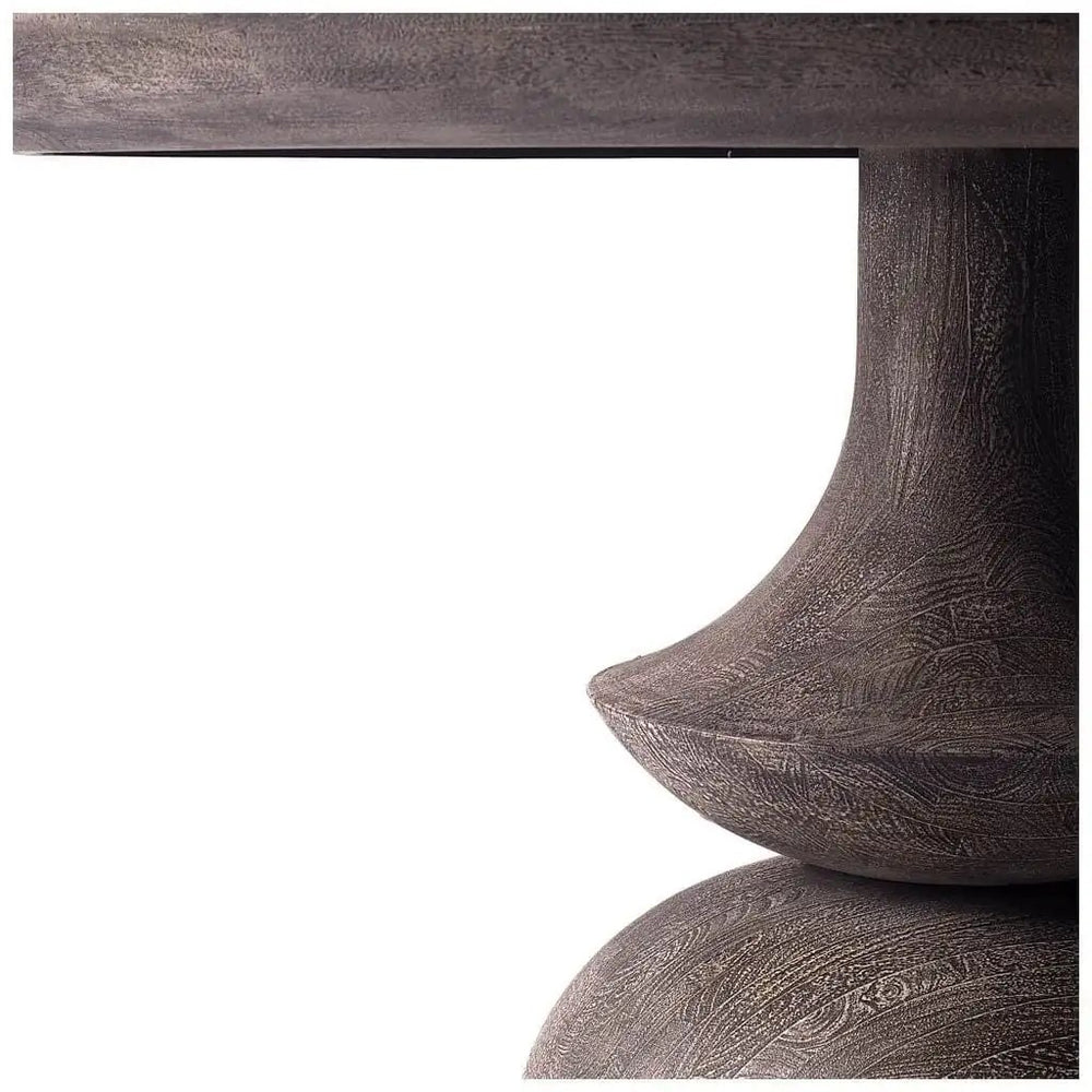 60" Gray Rounded Solid Wood Pedestal Base Dining Table - Homeroots - Flyclothing LLC