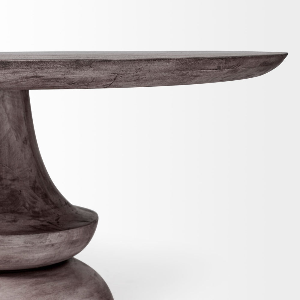 60" Gray Rounded Solid Wood Pedestal Base Dining Table - Homeroots - Flyclothing LLC