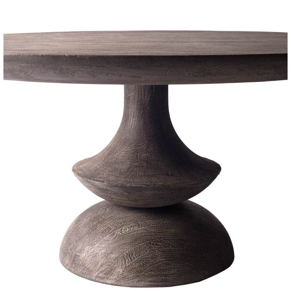 60" Gray Rounded Solid Wood Pedestal Base Dining Table - Homeroots - Flyclothing LLC