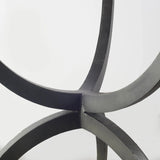 40" Off White And Black Rounded Marble And Metal Three Leg Base Dining Table - Homeroots