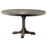 54" Brown Rounded Solid Wood Pedestal Base Dining Table - Homeroots
