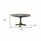 54" Brown Rounded Solid Wood Pedestal Base Dining Table - Homeroots - Flyclothing LLC