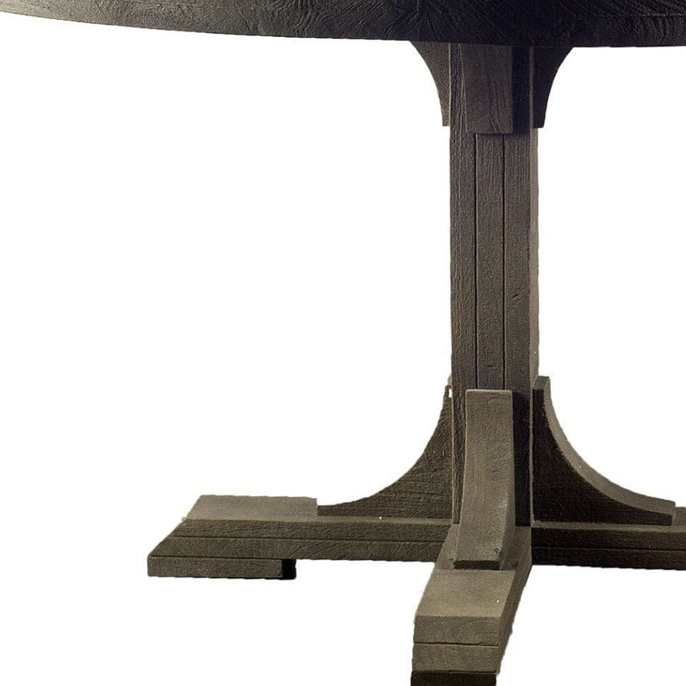 54" Brown Rounded Solid Wood Pedestal Base Dining Table - Homeroots - Flyclothing LLC