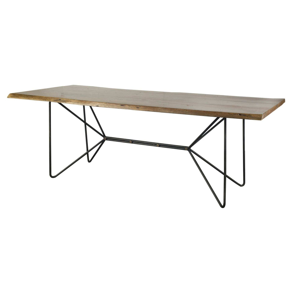 84" Natural And Black Solid Wood And Metal Trestle Base Dining Table - Homeroots - Flyclothing LLC