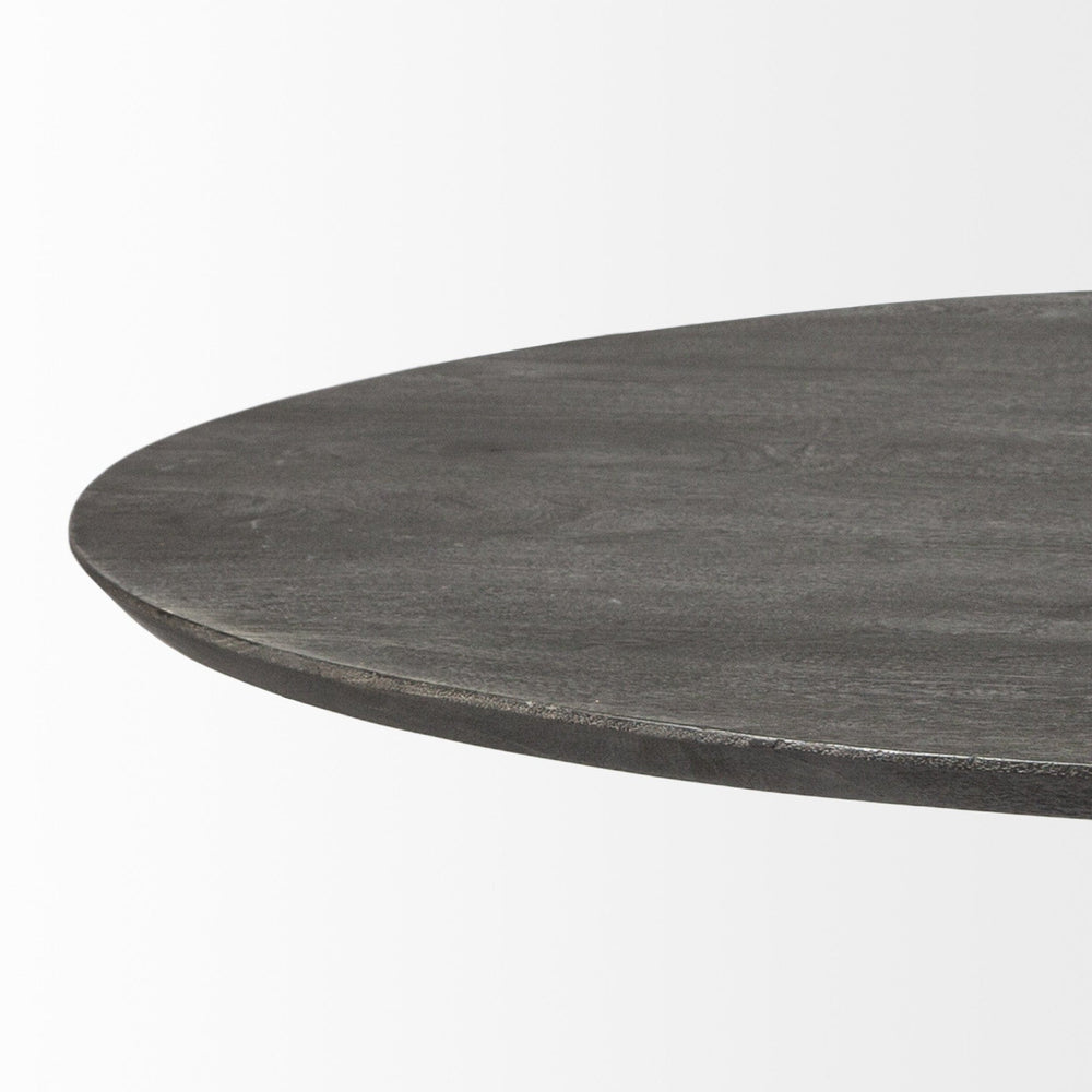 54" Brown Rounded Solid Wood And Metal Pedestal Base Dining Table - Homeroots - Flyclothing LLC