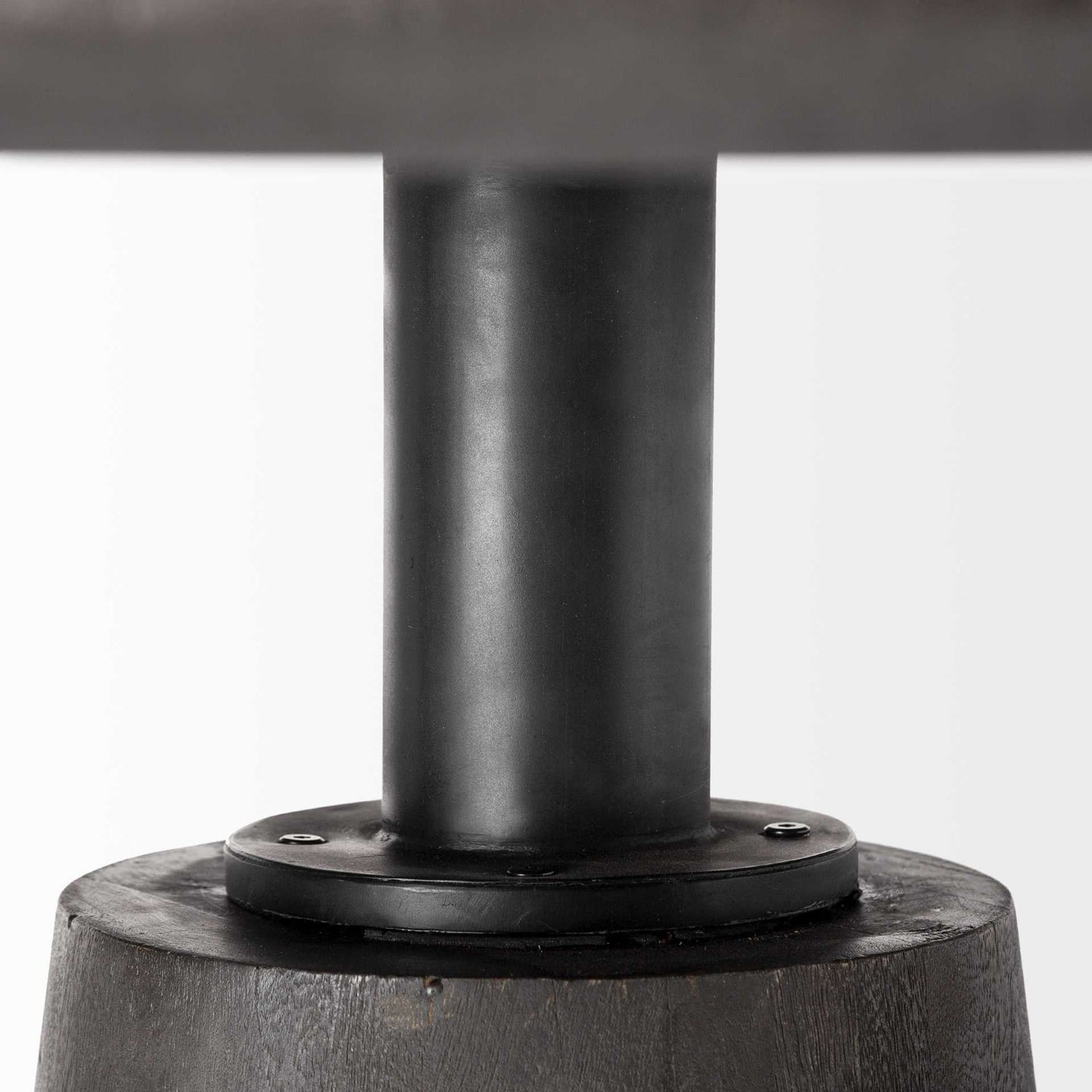 54" Brown Rounded Solid Wood And Metal Pedestal Base Dining Table - Homeroots - Flyclothing LLC