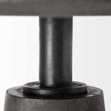 54" Brown Rounded Solid Wood And Metal Pedestal Base Dining Table - Homeroots - Flyclothing LLC