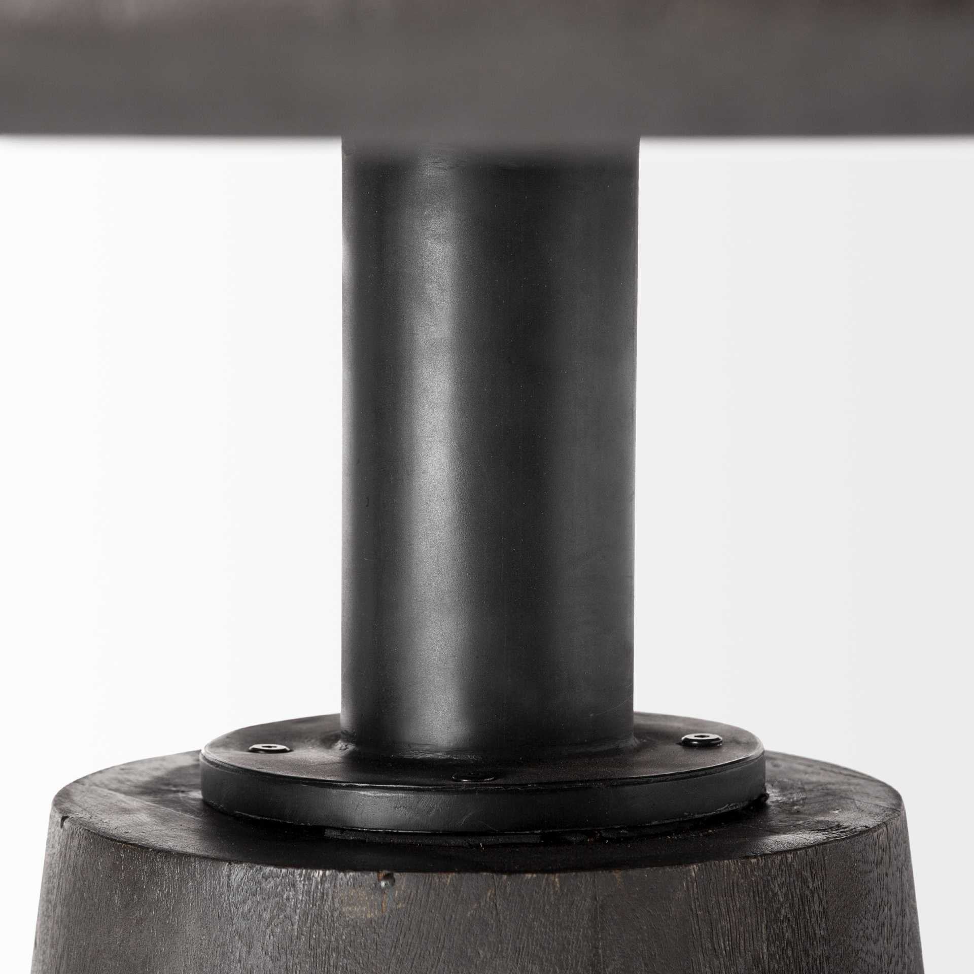 54" Brown Rounded Solid Wood And Metal Pedestal Base Dining Table - Homeroots - Flyclothing LLC