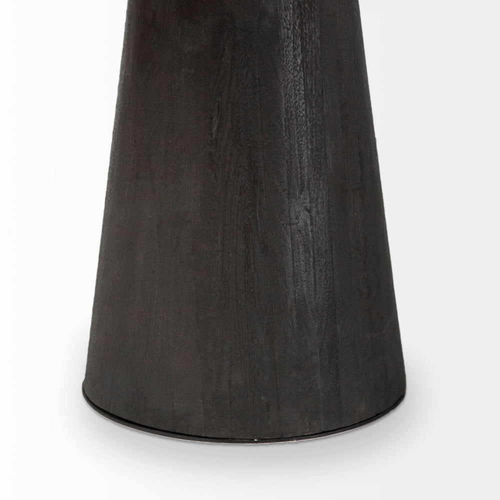 54" Brown Rounded Solid Wood And Metal Pedestal Base Dining Table - Homeroots - Flyclothing LLC