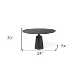 54" Brown Rounded Solid Wood And Metal Pedestal Base Dining Table - Homeroots - Flyclothing LLC