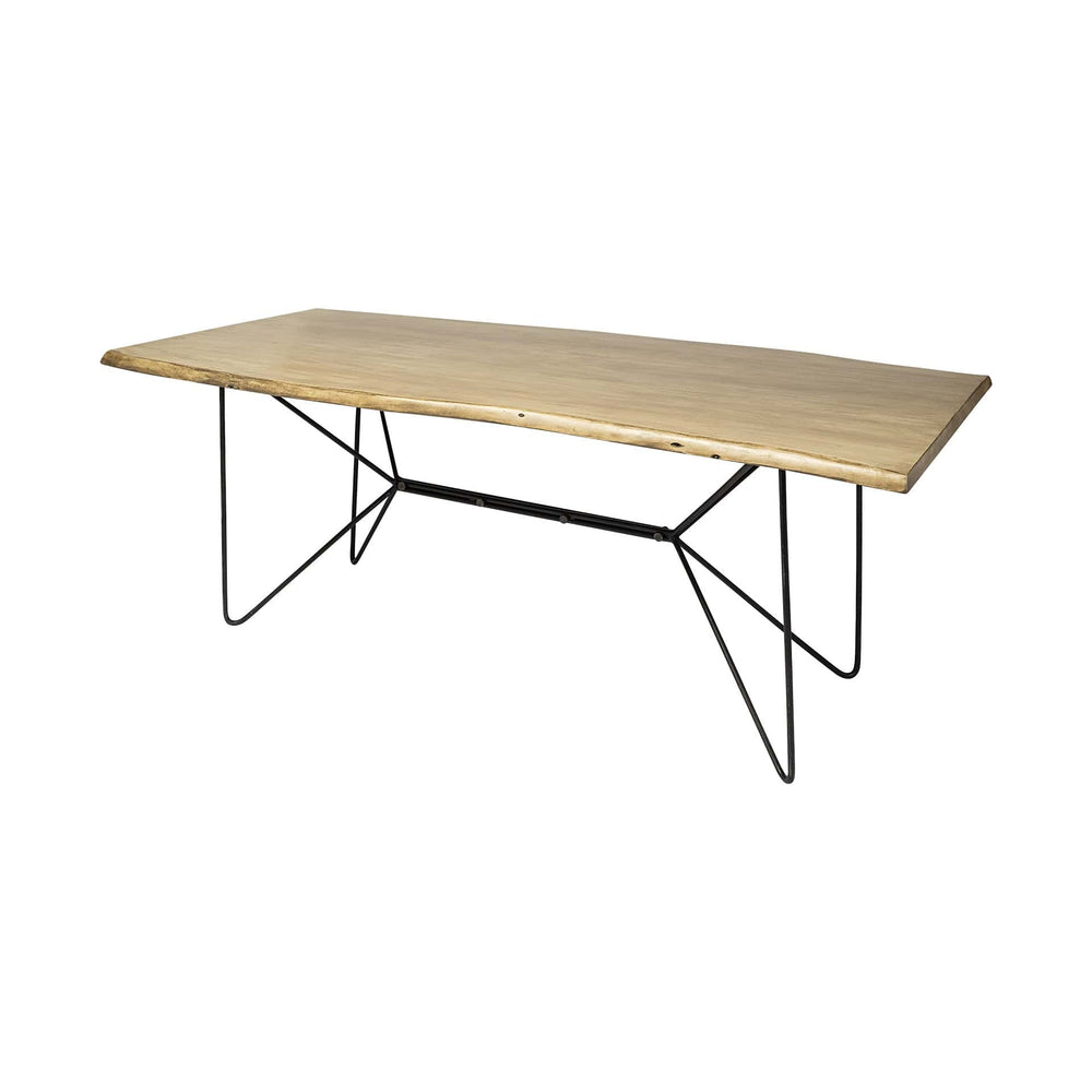 80" Brown And Black Solid Wood And Metal Dining Table - Homeroots - Flyclothing LLC