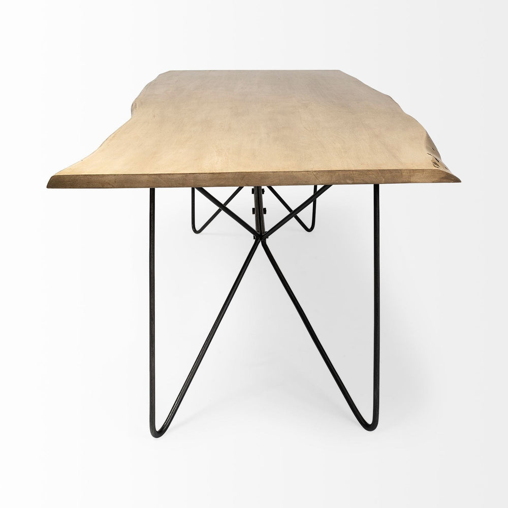 80" Brown And Black Solid Wood And Metal Dining Table - Homeroots - Flyclothing LLC