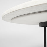 48" White And Black Rounded Marble And Metal Pedestal Base Dining Table - Homeroots - Flyclothing LLC