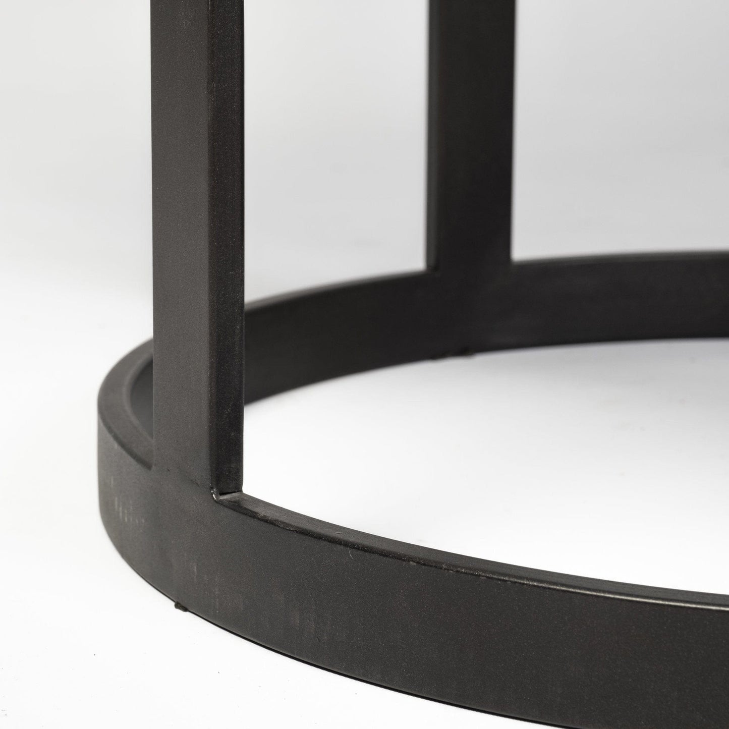 48" White And Black Rounded Marble And Metal Pedestal Base Dining Table - Homeroots - Flyclothing LLC