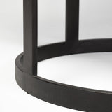 48" White And Black Rounded Marble And Metal Pedestal Base Dining Table - Homeroots - Flyclothing LLC