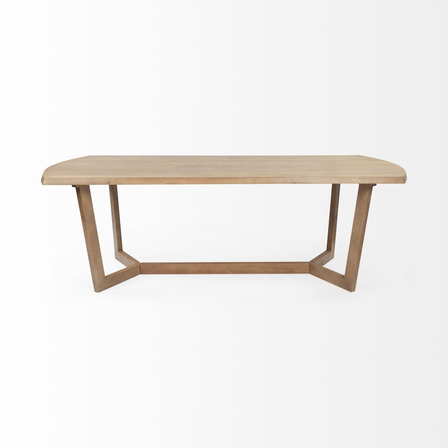 92" Natural And Brown Solid Wood Trestle Base Dining Table - Homeroots - Flyclothing LLC