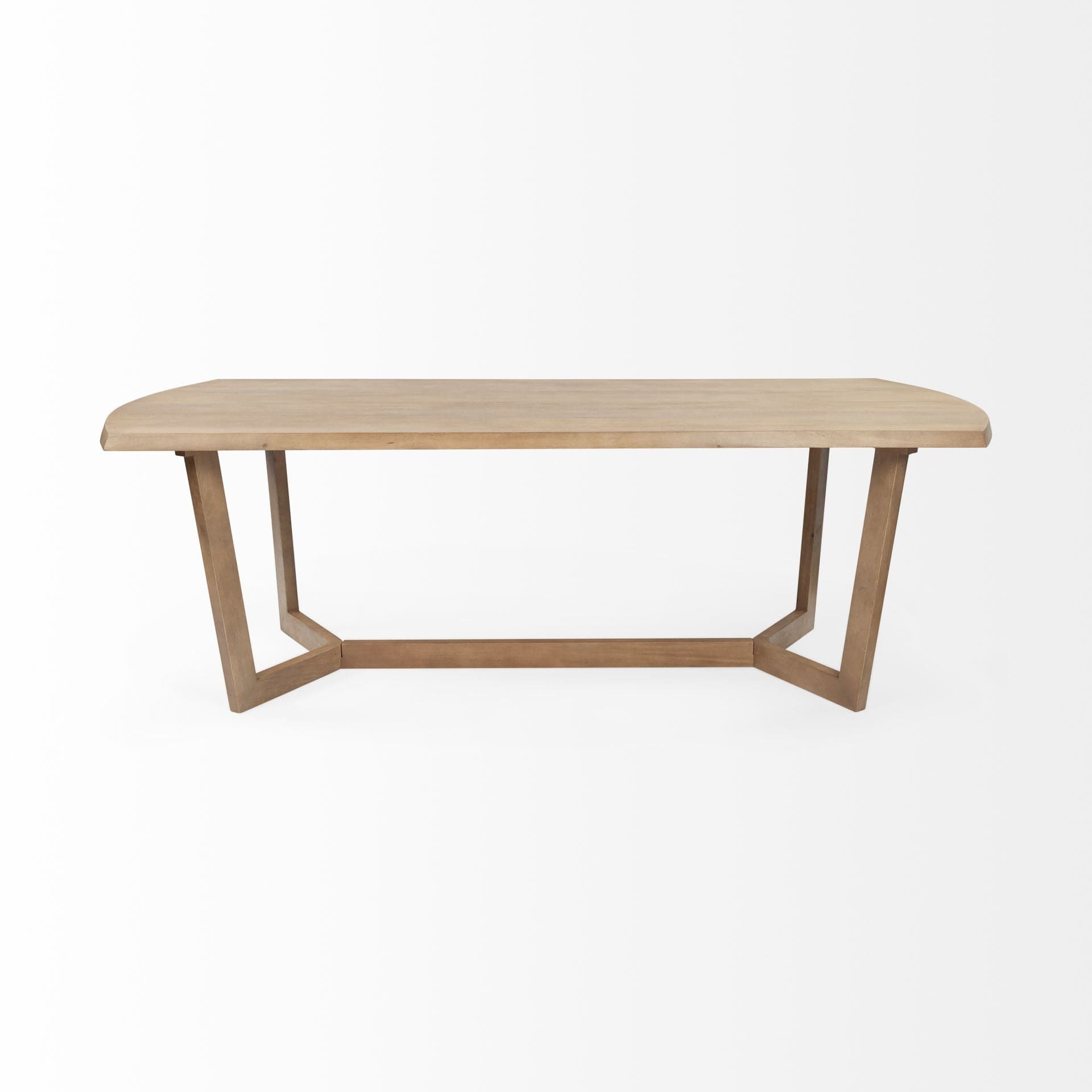 92" Natural And Brown Solid Wood Trestle Base Dining Table - Homeroots - Flyclothing LLC