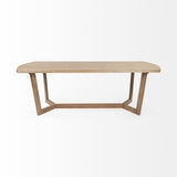 92" Natural And Brown Solid Wood Trestle Base Dining Table - Homeroots