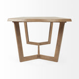 92" Natural And Brown Solid Wood Trestle Base Dining Table - Homeroots - Flyclothing LLC