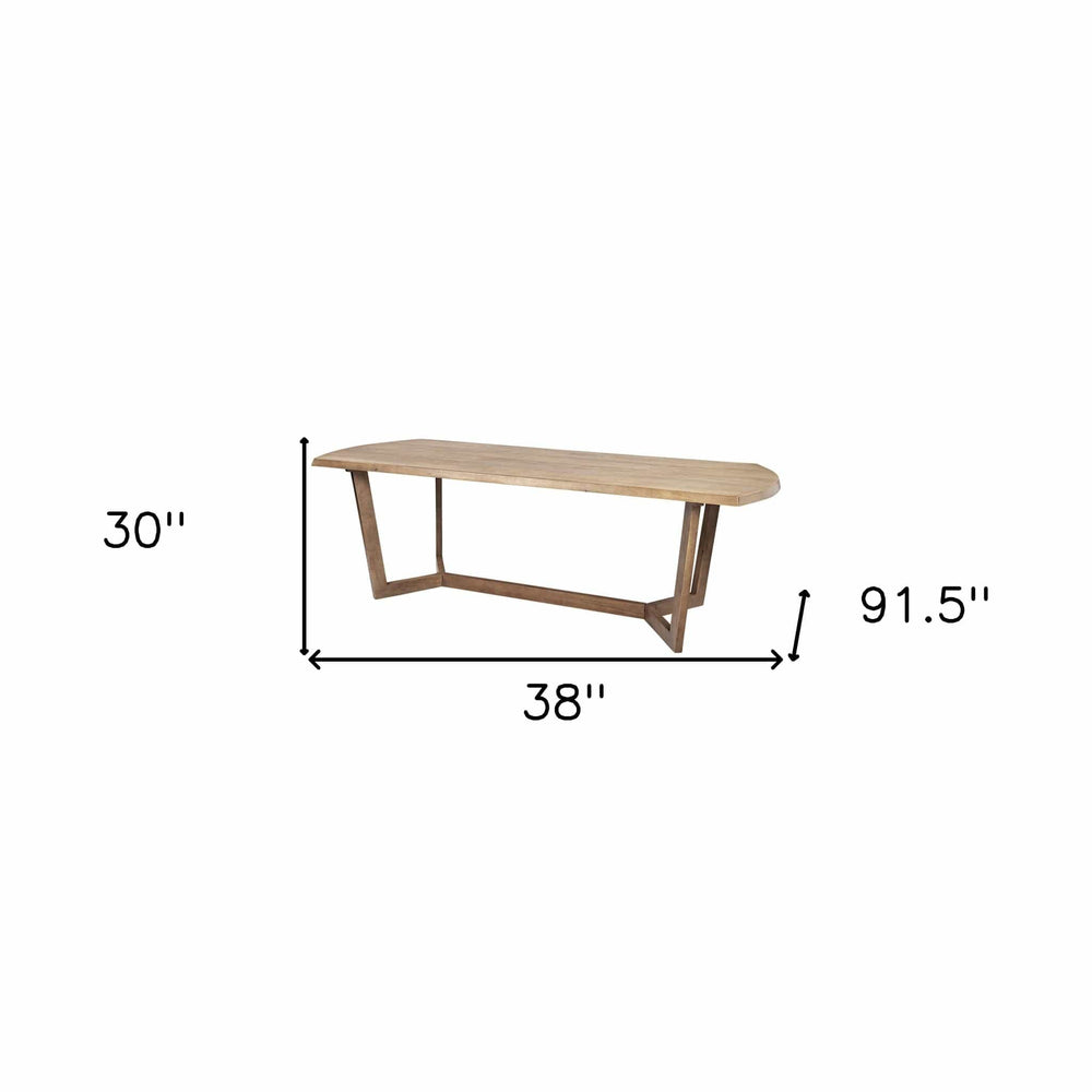 92" Natural And Brown Solid Wood Trestle Base Dining Table - Homeroots - Flyclothing LLC