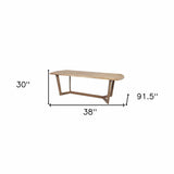 92" Natural And Brown Solid Wood Trestle Base Dining Table - Homeroots - Flyclothing LLC