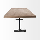 96" Natural And Black Solid Wood And Metal Trestle Base Dining Table - Homeroots - Flyclothing LLC