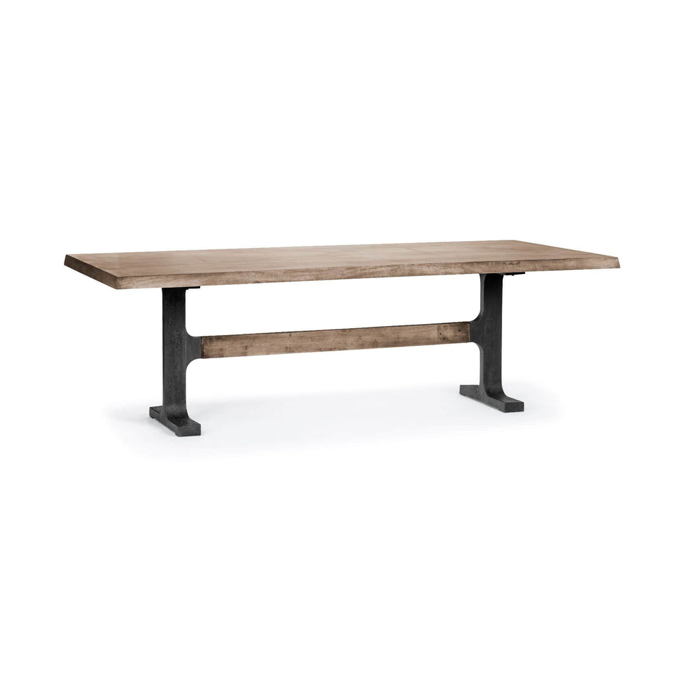 96" Natural And Black Solid Wood And Metal Trestle Base Dining Table - Homeroots - Flyclothing LLC