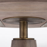 54" Brown And Gold Rounded Solid Wood And Metal Pedestal Base Dining Table - Homeroots - Flyclothing LLC