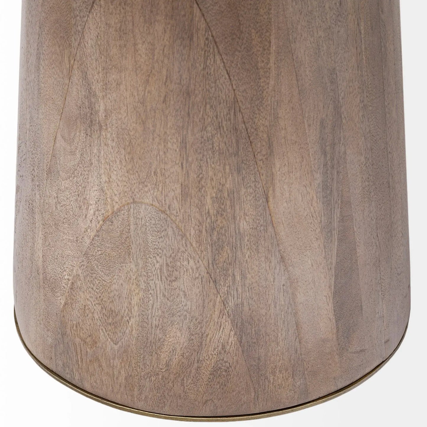 54" Brown And Gold Rounded Solid Wood And Metal Pedestal Base Dining Table - Homeroots - Flyclothing LLC