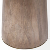 54" Brown And Gold Rounded Solid Wood And Metal Pedestal Base Dining Table - Homeroots - Flyclothing LLC