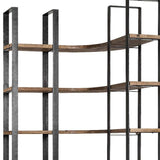 Curved Dark Brown Wood And Black Iron 6 Shelving Unit - Homeroots - Flyclothing LLC