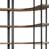 Curved Dark Brown Wood And Black Iron 6 Shelving Unit - Homeroots - Flyclothing LLC