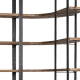 Curved Dark Brown Wood And Black Iron 6 Shelving Unit - Homeroots - Flyclothing LLC