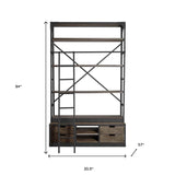 Brown Wood Shelving Unit With Gun Metal Ladder And 4 Shelves - Homeroots