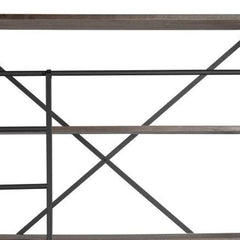 Brown Wood Shelving Unit With Gun Metal Ladder And 4 Shelves - Homeroots
