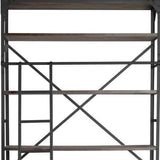 Brown Wood Shelving Unit With Gun Metal Ladder And 4 Shelves - Homeroots