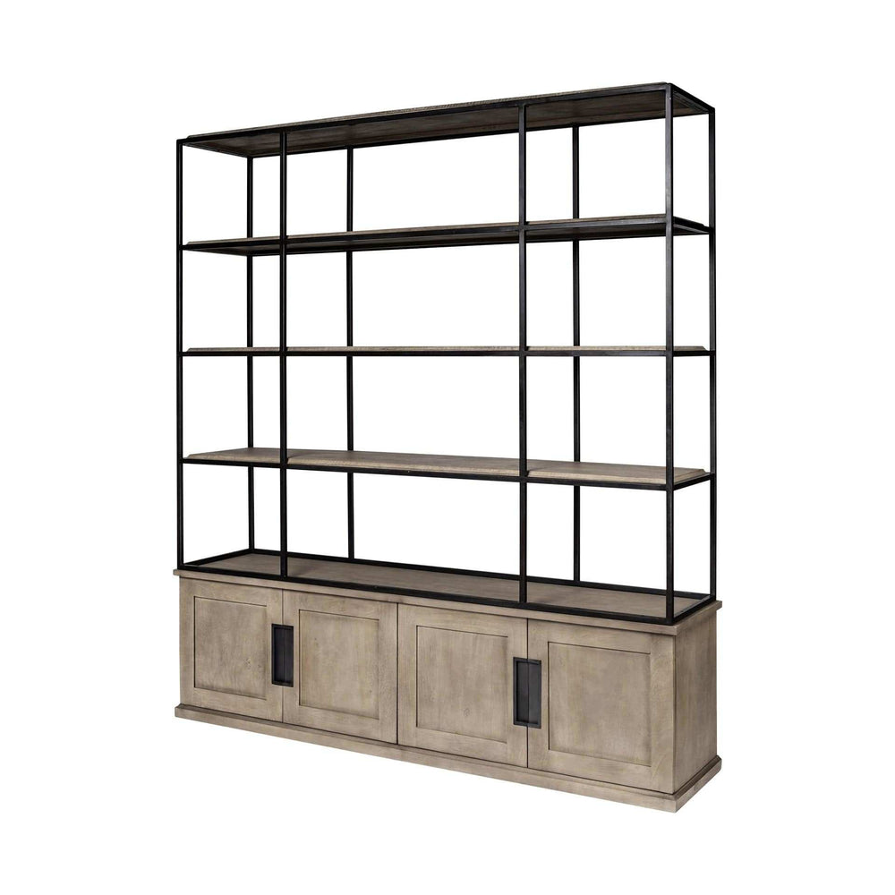 Light Brown Wood And Iron Shelving Unit With 3 Shelves - Homeroots - Flyclothing LLC
