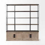 Light Brown Wood And Iron Shelving Unit With 3 Shelves - Homeroots